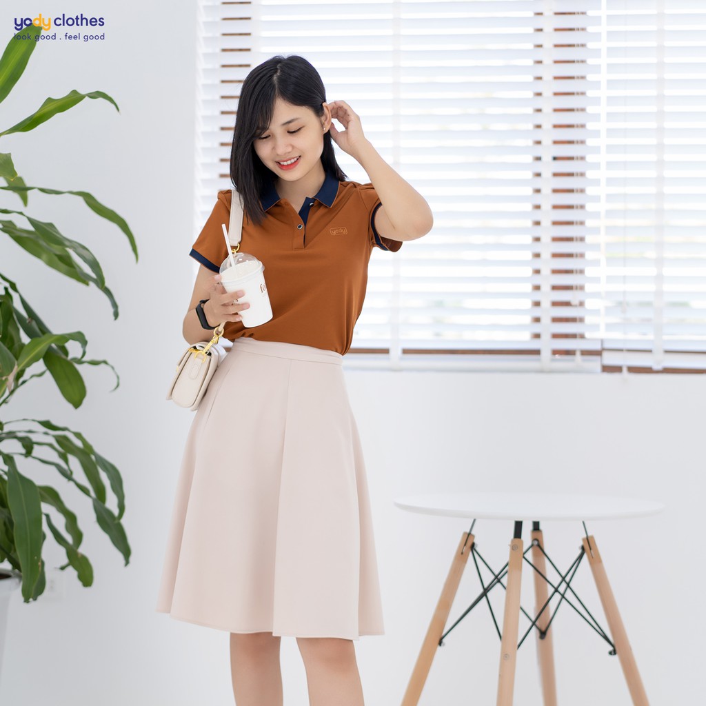 Chân váy xòe nữ YODY công sở dáng dài 6 mảnh có túi vải tuýt si cao cấp CVN4182 | BigBuy360 - bigbuy360.vn