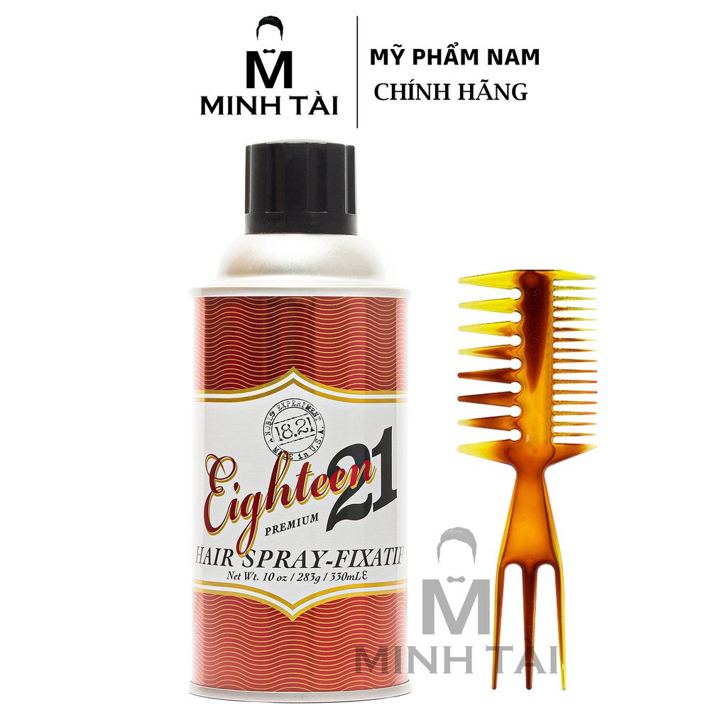 Gôm Xịt Tóc , Keo Xịt Tóc 18.21 MAN MADE Hairspray Sweet Tobacco - 330ml - Hàng Chính Hãng + Tặng Lược Tạo Kiểu