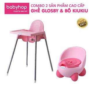 Combo ghế ăn dặm glosby chân điều chỉnh + bô vệ sinh kiu kiu babyhop cho bé (BH 12 tháng)