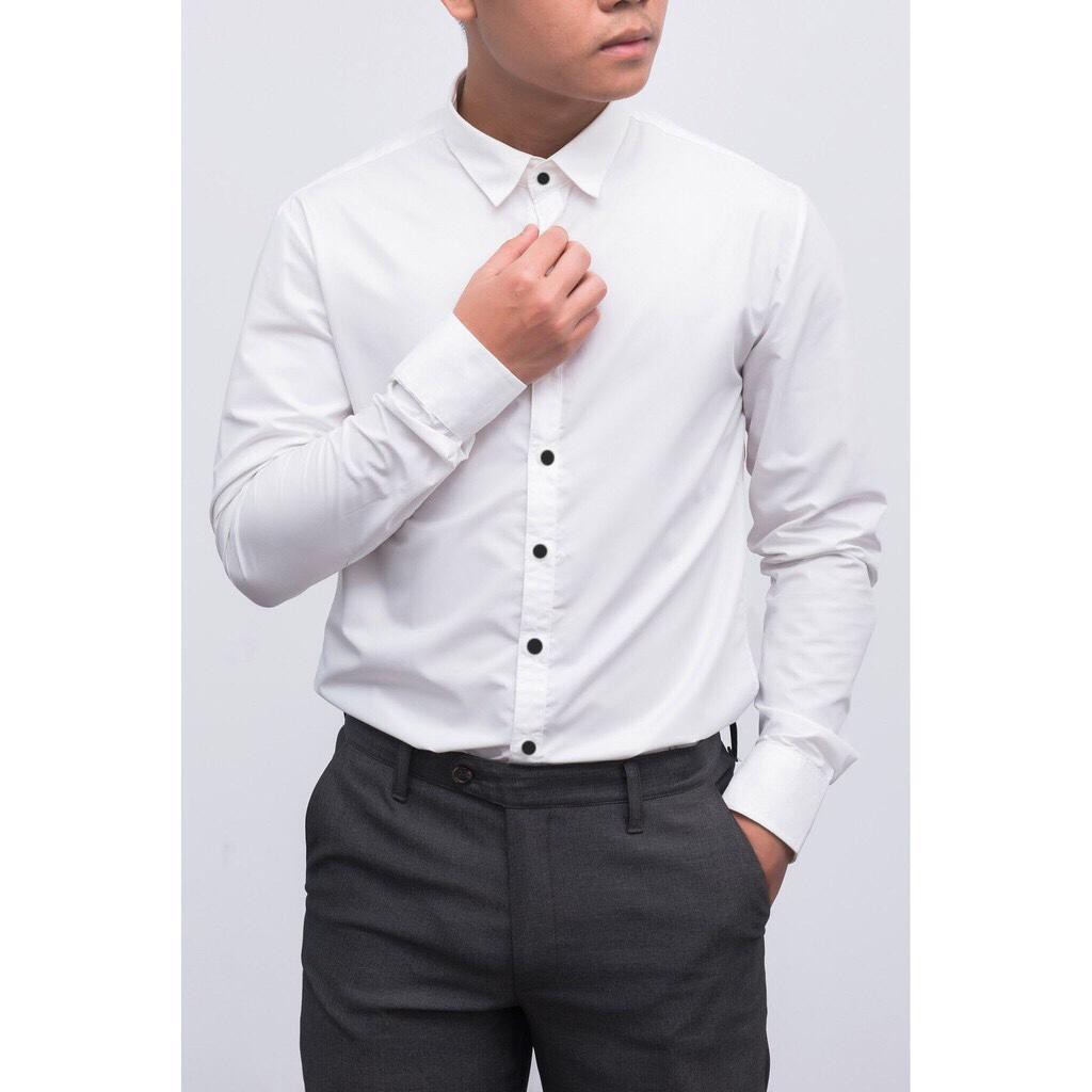 Sơ Mi Dài Tay Nam Không Nhăn Xù Dáng Slimfit trẻ trung vải cotton hơi co dãn