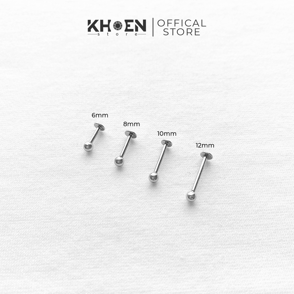 Khuyên tai Hạt bi chân dẹp vị trí môi, tragus, forward helix - Khoen Store