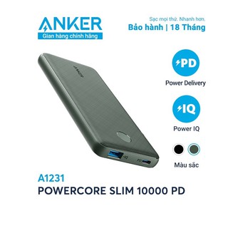 Sạc dự phòng tích hợp cổng usb type-c in/out hỗ trợ power delivery pd anker powercore slim pd 10000mah - a1231