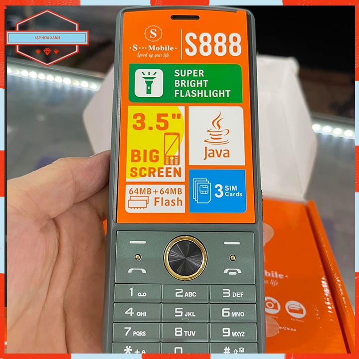 Điện Thoại Di Động Cục Gạch Pin Trâu Smobile S888 3 Sim Điện Thoại Bàn Phím Số Cho Người Già