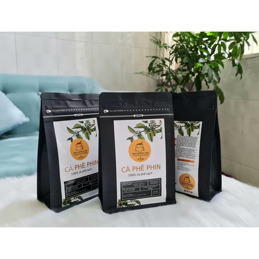 Cà phê nguyên chất 100% vị đậm đà pha phin (20% Arabica Cầu Đất & 80% Robusta Bảo Lộc) gói 250g từ 1893 Coffee & Tea | BigBuy360 - bigbuy360.vn