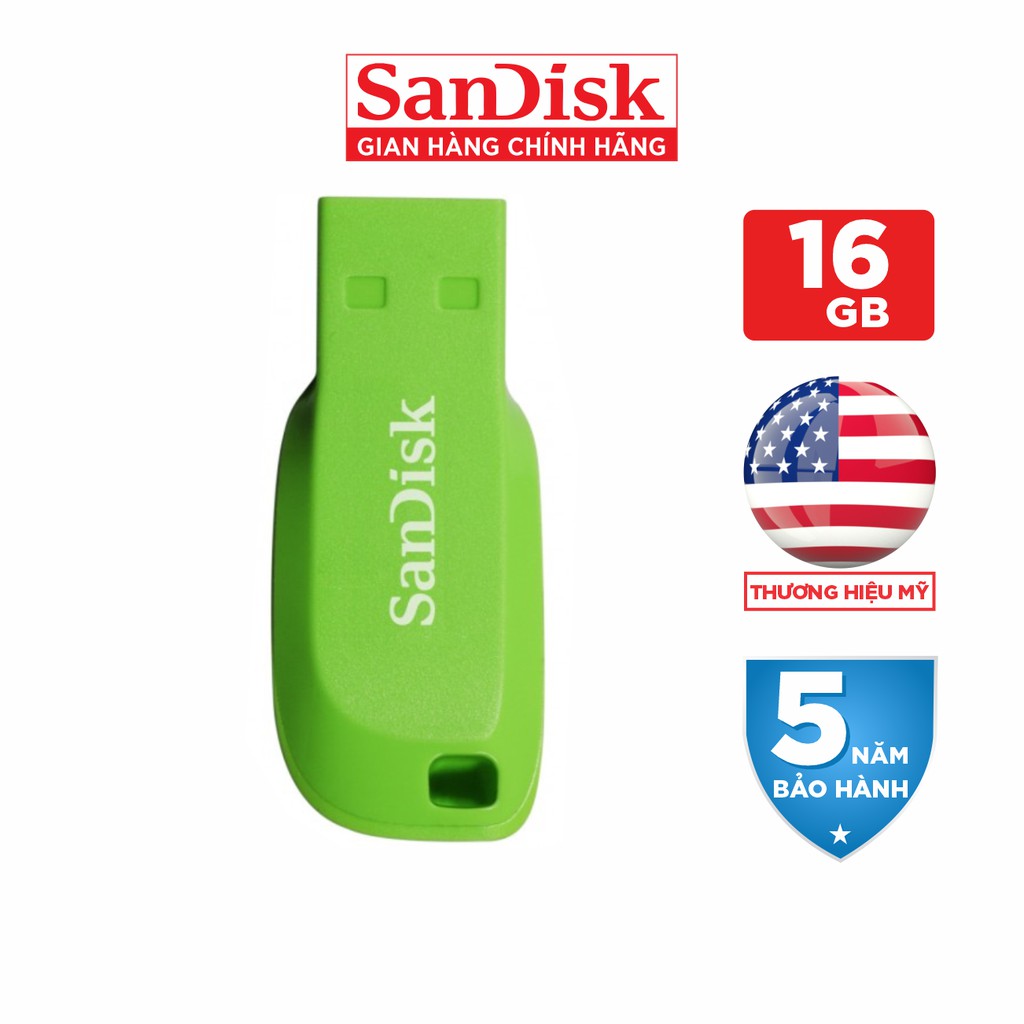 USB SanDisk Cruzer Blade CZ50 16GB USB 2.0 - SDCZ50C-016G-B35BE - Hàng Phân Phối Chính Hãng