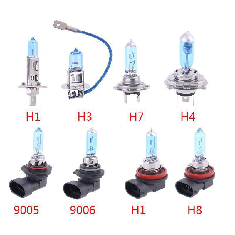 Bóng Đèn Xe Hơi Ô Tô Xe Máy H1 H3 H4 H7 H8 H11 9005 9006 55W Ánh Xanh Trắng Siêu Sáng