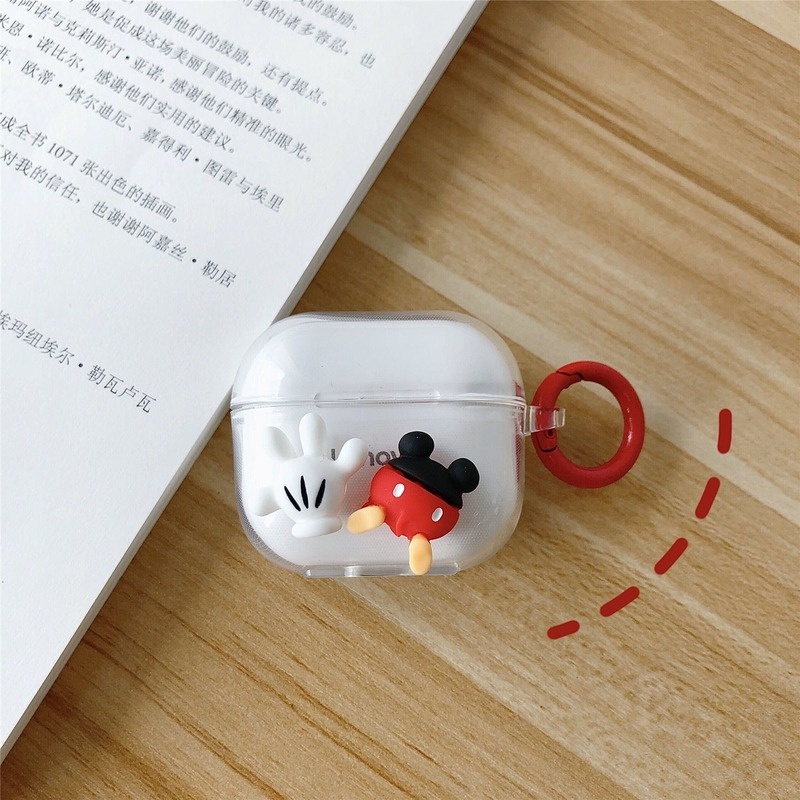 DISNEY Vỏ Bảo Vệ Hộp Sạc Tai Nghe Airpods F6 Mềm Trong Suốt Họa Tiết Chú Gấu Dễ Thương