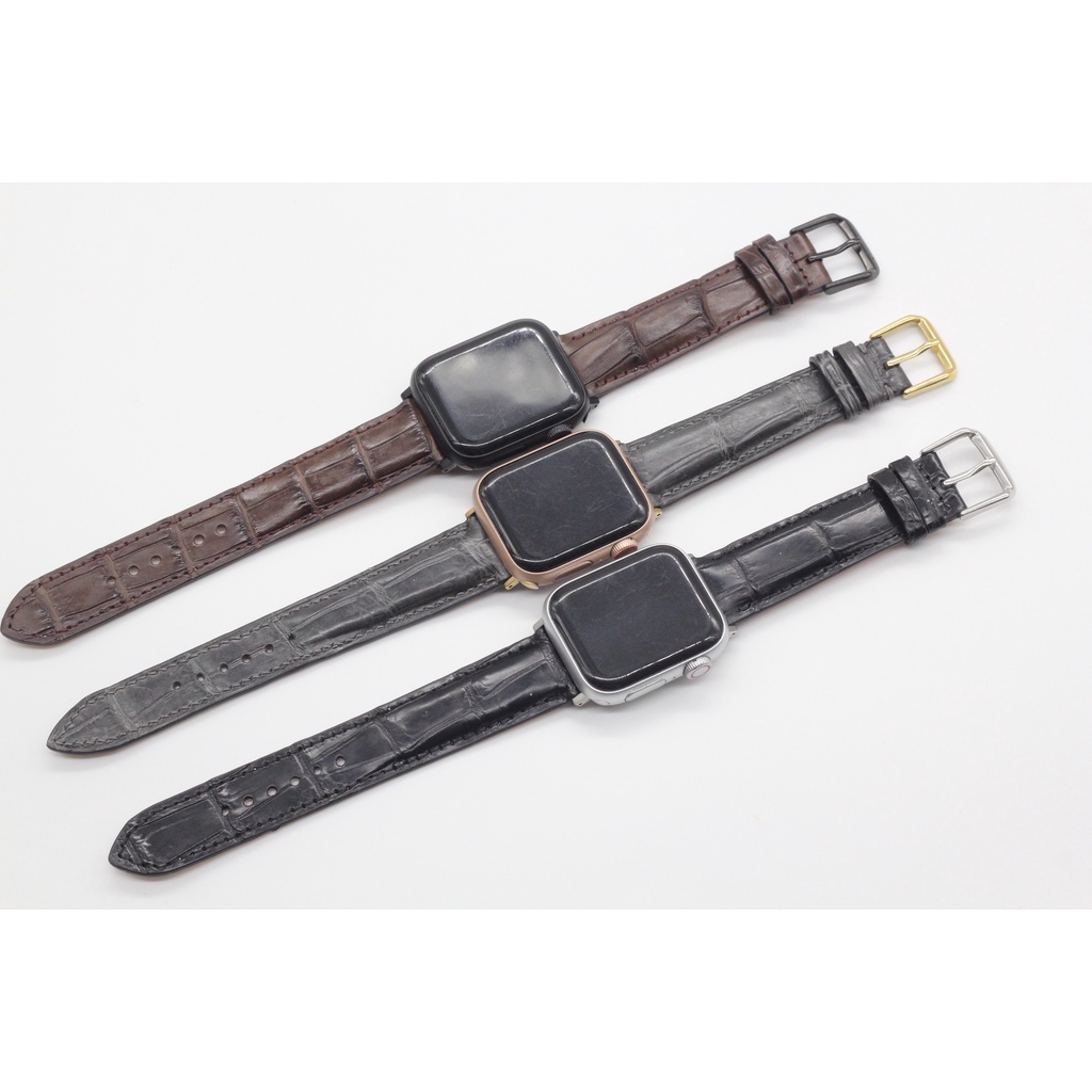 Dây Đeo Thay Thế Cho Đồng Hồ Thông Minh,Dây Da Cá Sấu Thật Phù Hợp Với Các Series 2,3,4,5,6,7 Mặt 38mm-45mm