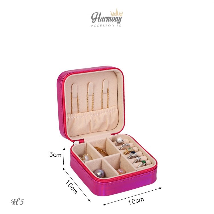 hộp đựng trang sức mini Da TPU H5, hộp đựng phụ kiện dáng vuông Harmony
