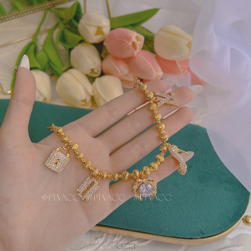 Lắc tay bi phối charm, lắc bi charm thương hiệu đính đá cao cấp .PTNACC.