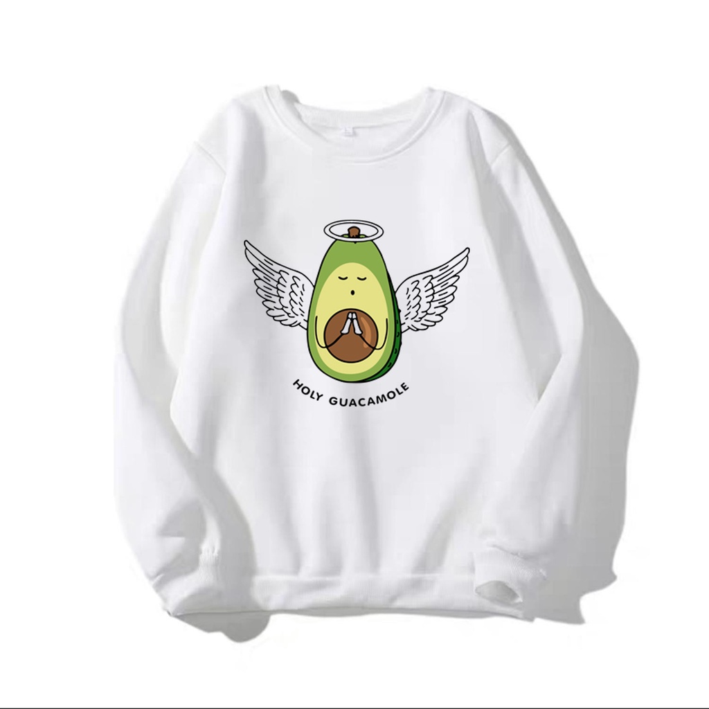 ÁO SWEATER UNISEX NAM NỮ  FORM RỘNG IN HÌNH QUẢ BƠ THIÊN THẦN SIÊU CUTE