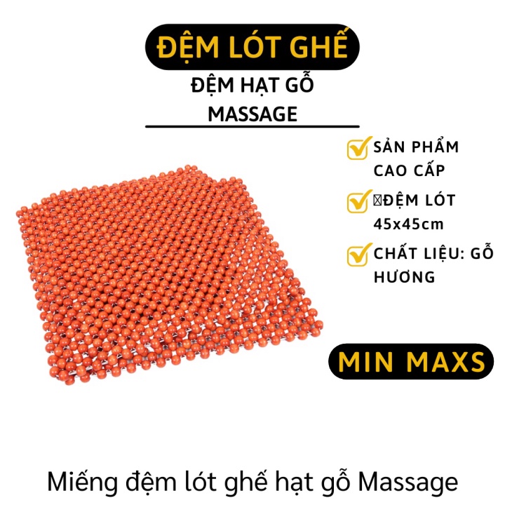 Miếng Đệm Lót Ghế - Miếng Lót Ghế Xe Hơi Có Hạt Gỗ, Chống Nóngg, Massage Cao Cấp 45cm 7464 [MINMAXS]