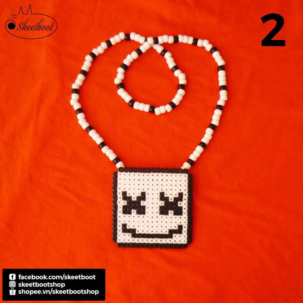 Vòng perler Marshmello đeo cổ - vòng kandi - phụ kiện rave DJ EDM festival raver