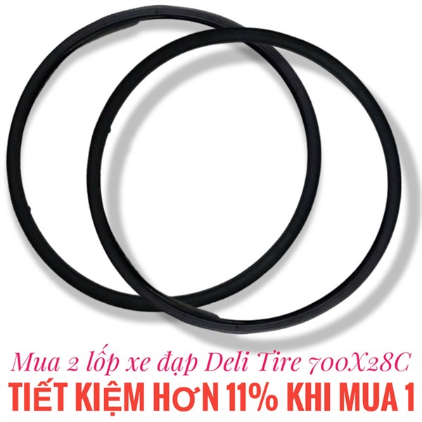 Bộ 2 Lốp xe đạp thể thao đường trường, xe đạp đua Deli Tire 700X28C (28-622)