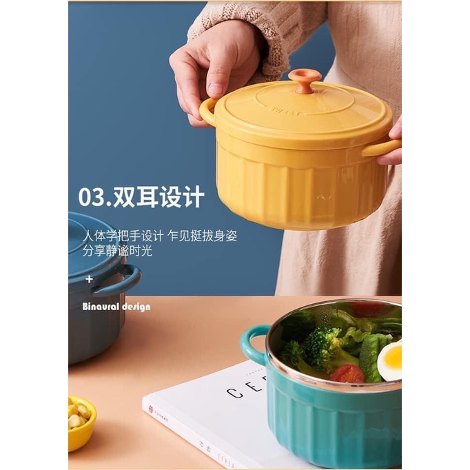 Bát úp mì ruột inox có năp đậy