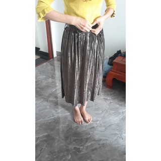 Chân váy nhung xếp ly cao cấp