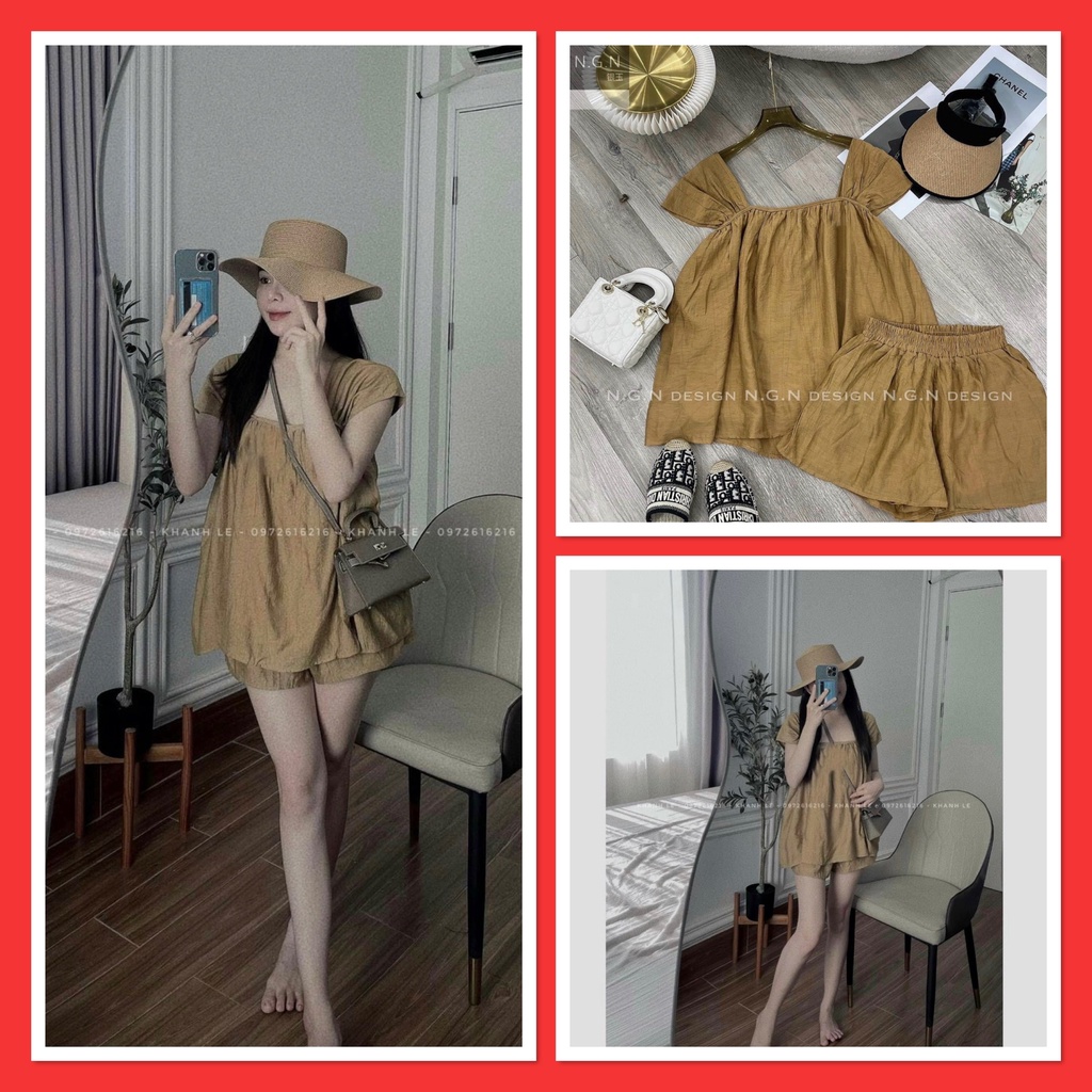 SET Bộ Đũi Nhăn Áo Xòe PHONG CÁCH HÀN QUỐC (kèm ảnh thật +video shop quay)