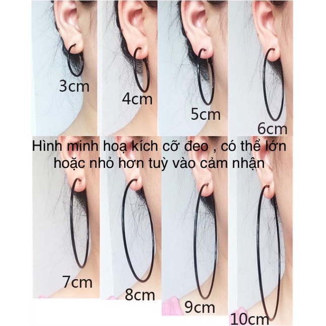 Bông tai hình tròn nhiều màu sắc 7cm loại nhám cao cấp