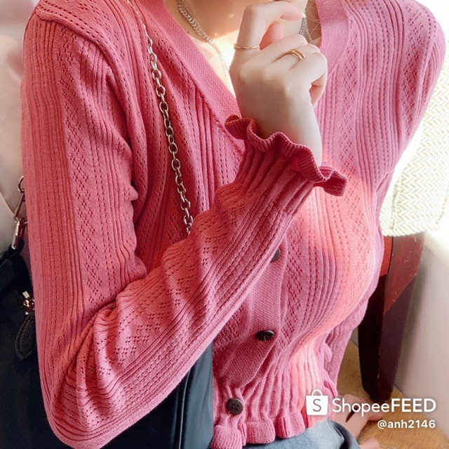 Áo Cadigan Len Mỏng Tay Bèo Dáng Ngắn Nhiều Màu | BigBuy360 - bigbuy360.vn