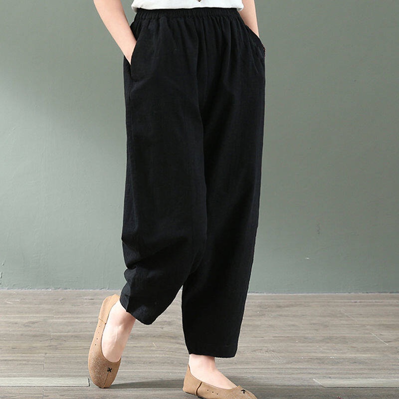 Quần ống rộng Bằng cotton Lanh Mùa Hè Mới Dành Cho Nữ