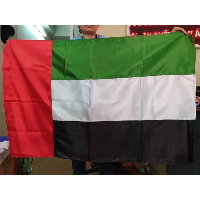Quốc kỳ của các tiểu vương quốc Ả Tập Thống Nhất 1 x 1,5m ( Cờ UAE in chuyển nhiệt 2 lớp vải )