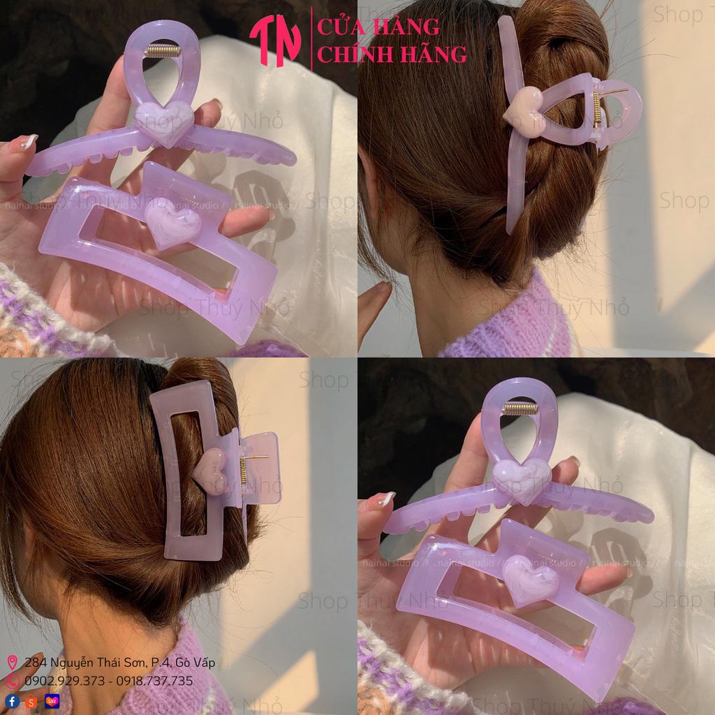 Kẹp tóc càng cua nữ cỡ lớn 11cm hoạt tiết trái tim phong cách dễ thương Hàn Quốc nhựa cao cấp thời trang mùa hè xinh xắn