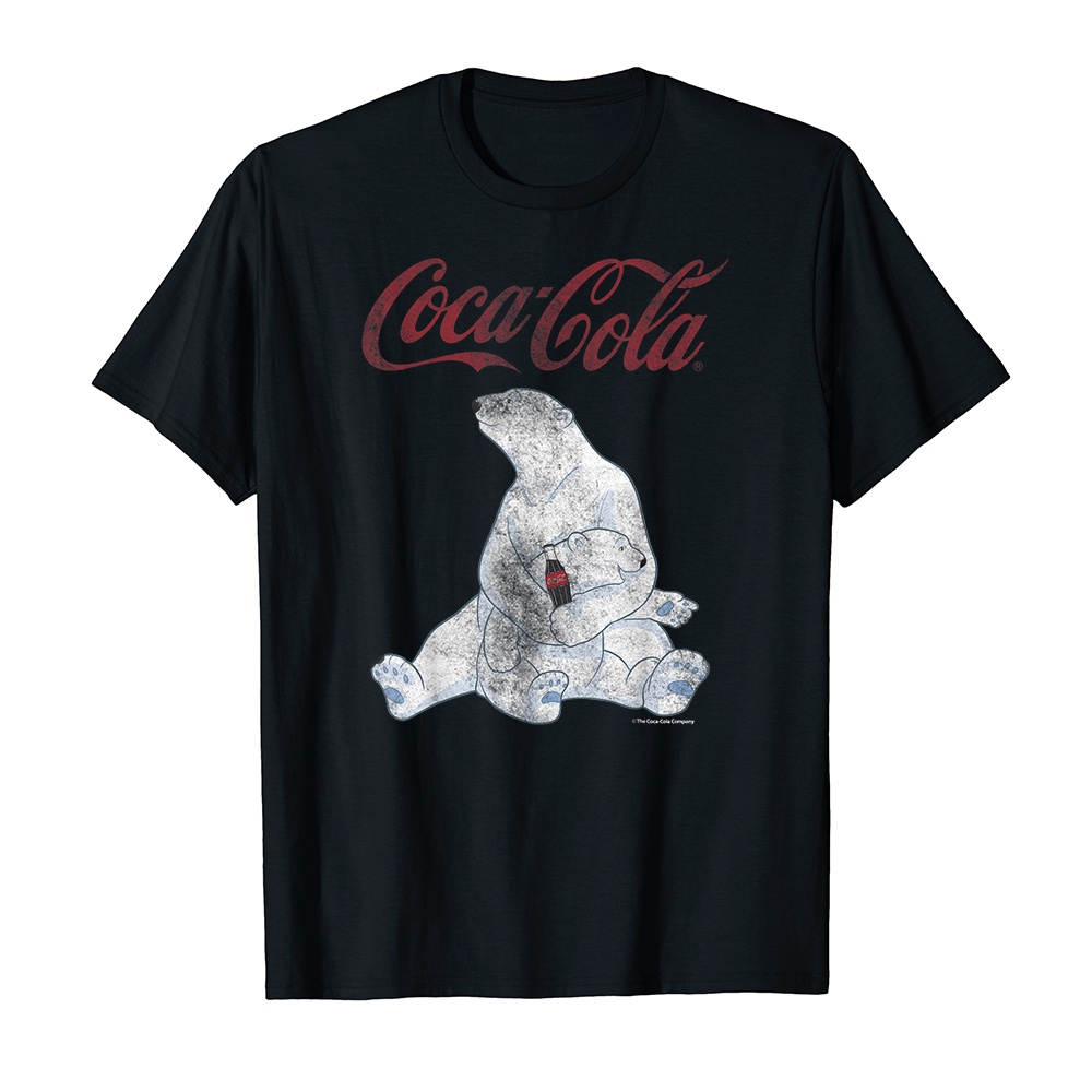 Áo thun cotton unisex HTFashion in hình Coca-Cola Vintage Faded Pair Of Polar Bears Graphic-9251