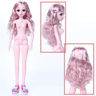 Búp Bê Trơn BJD :18 Khớp Cao 60cm Kèm Giày- Tóc Màu Hồng Mái Rẽ Không Nhạc