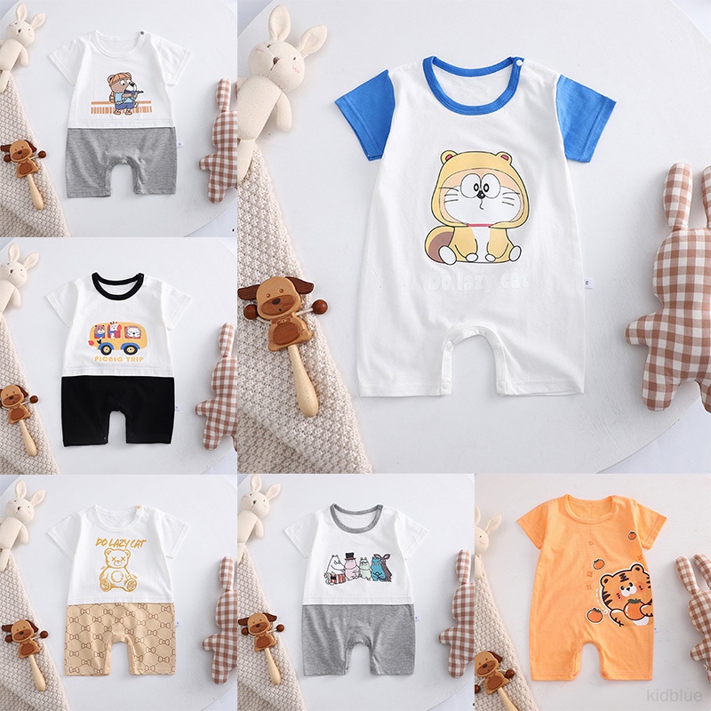 Bộ Áo Liền Quần Cotton Tay Ngắn Phong Cách Hàn Quốc Mới Cho Bé