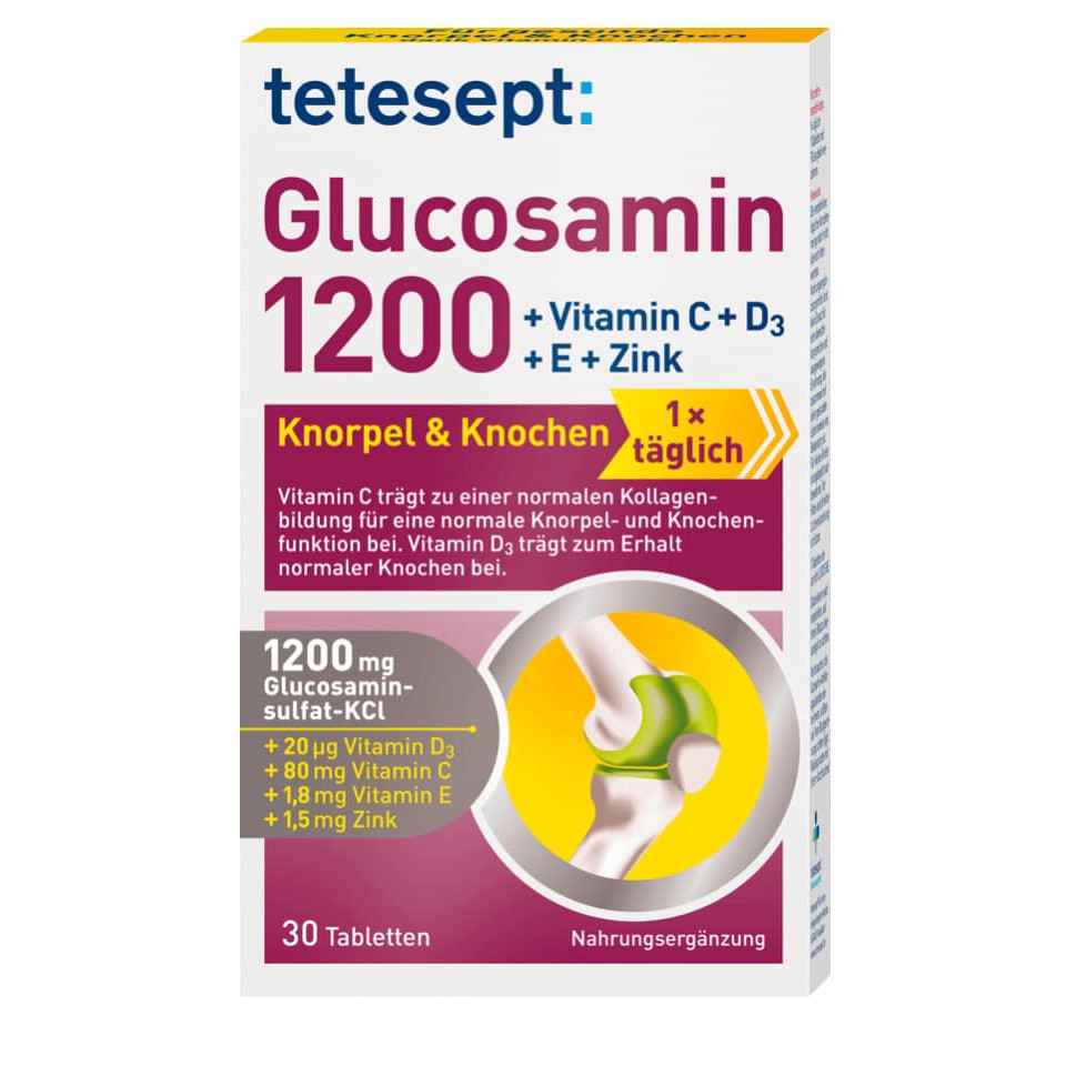 Hỗ trợ xương khớp glucosamin 1200 Tetesept 30v, nội địa Đức