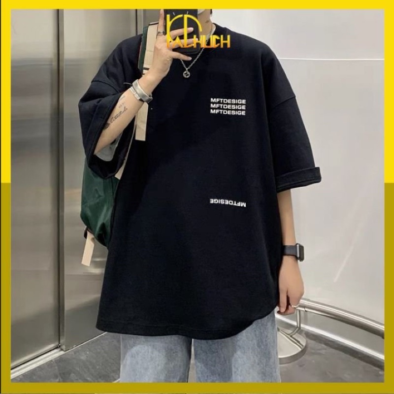 Áo thun tay lỡ form rộng unisex in MFTDESIGE vải thun cotton hàng dày dặn chuẩn bán shop,freesize dưới 75kg