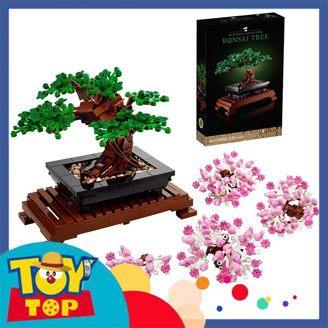 Đồ chơi ghép Bonsai Tree lắp ráp cây cảnh bonsai 2 loại lá 2 màu xanh hồng xếp hình X19004