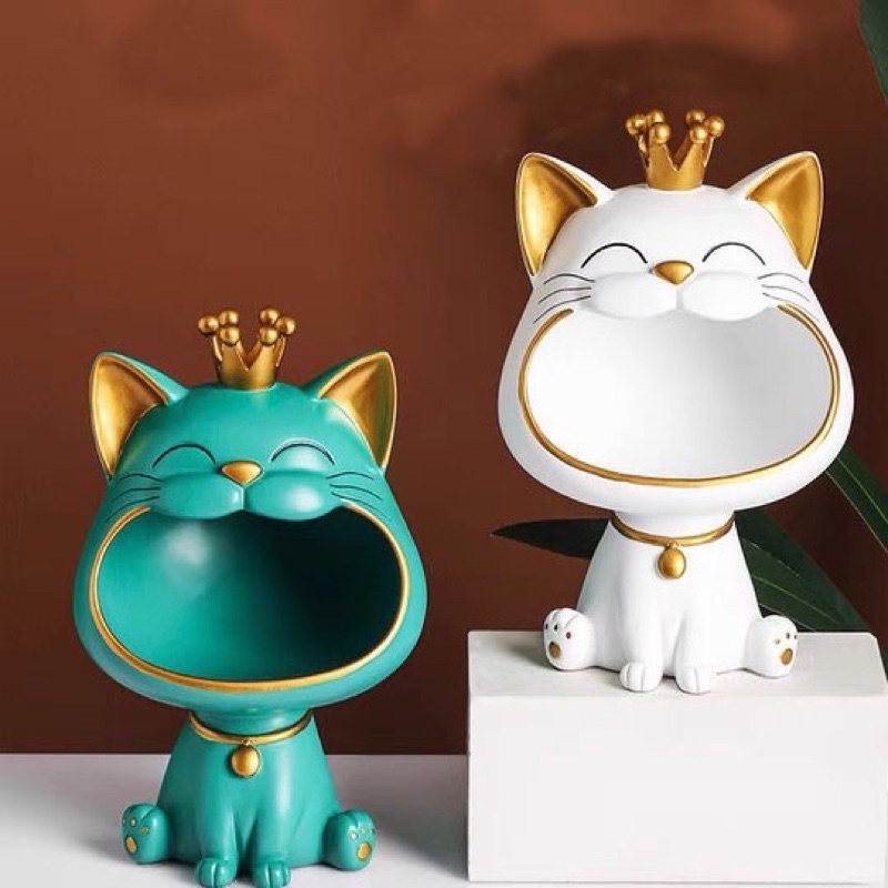 Mèo há miệng , mèo thần tài để chìa khoá, để bánh kẹo decor