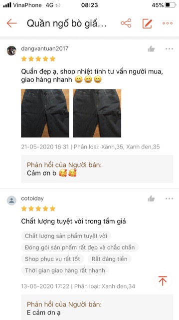 Quần Bò Giấy Nam Trung Niên Ảnh Thật