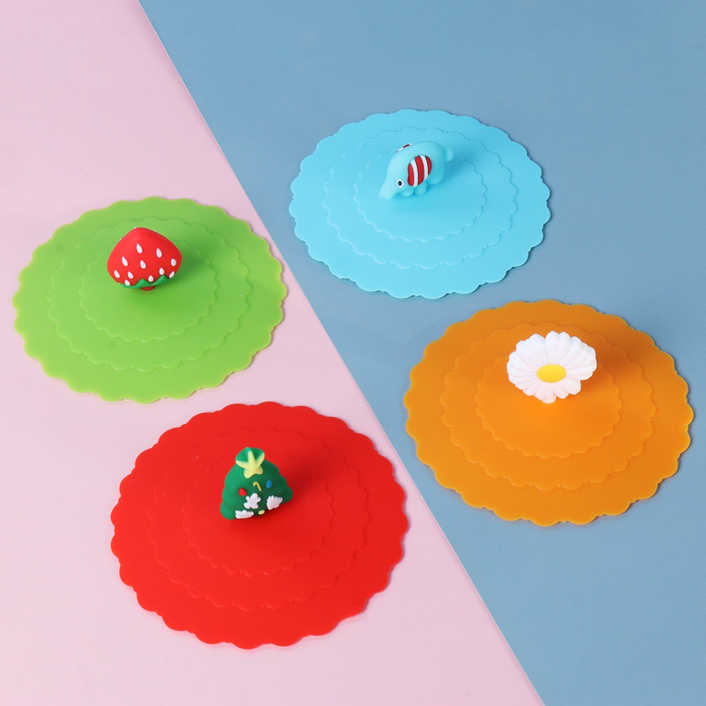 Nắp đậy cốc nước bằng silicon chống bụi chống rò rỉ có thể tái sử dụng