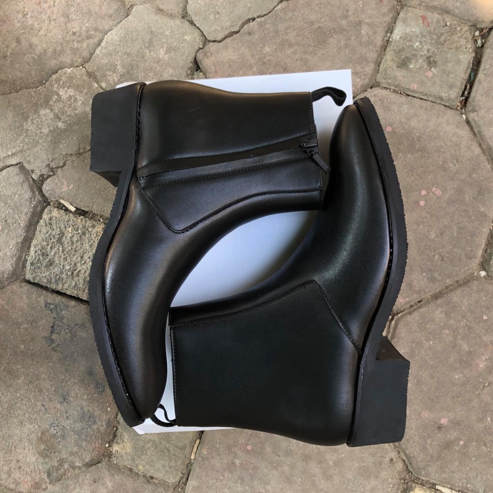 Giày thời trang nam phong cách Zip Boots chất liệu da bò nguyên tấm đế cao su đúc nhiệt độn 4.5cm | BigBuy360 - bigbuy360.vn