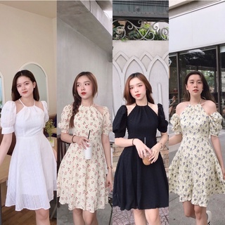  Đầm cutout cổ yếm 