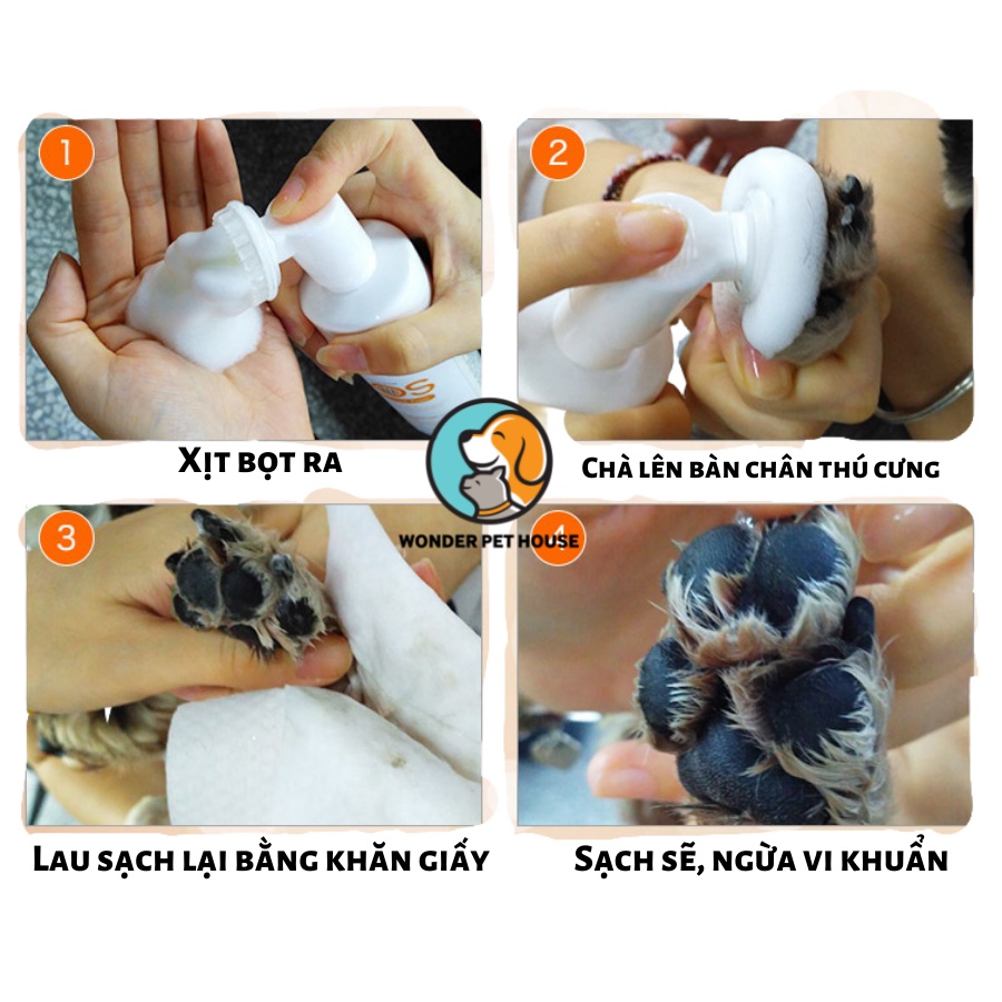 Dụng cụ làm sạch bàn chân cho thú cưng SOS - bọt rửa chân cho chó mèo SOS