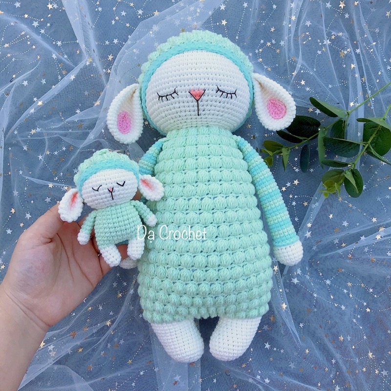 Set Cừu Mẹ Con Nhồi Bông An Toàn Cho Bé - Thú Bông Len Handmade Đan Móc Thủ Công Bằng Tay