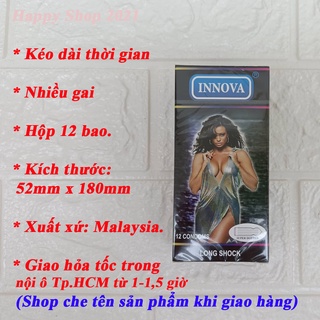 Bao cao su kéo dài thời gian gai INNOVA đen hộp 12 bao - chống xuất tinh sớm