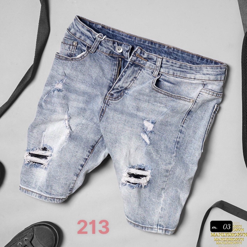 Quần short jean nam rách chất bò - quần short demin ngắn nam co giãn thời trang cao cấp Pn_shop90 ms213