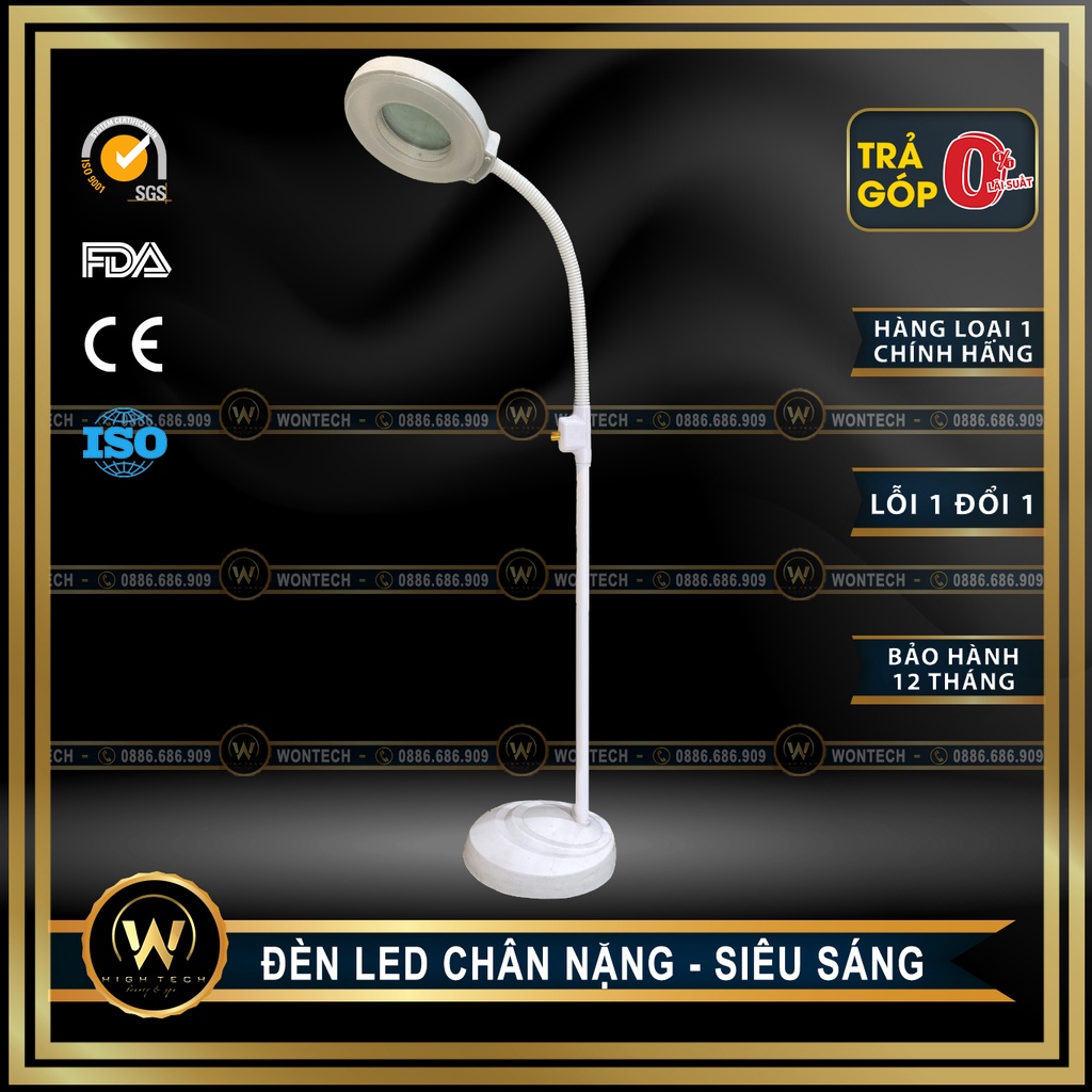 [WONTECH - NOW SHIP] Đèn led đế đặc 120 bóng có tăng giảm ánh sáng - Đèn led spa, phun xăm, nối mi