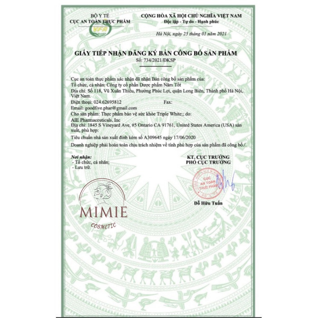 VIÊN UỐNG TRIPLE WHITE - VIÊN UỐNG GLUTATHION 1200MG TRẮNG DA, MỜ NÁM, GIẢM THÂM HỘP 50 VIÊN