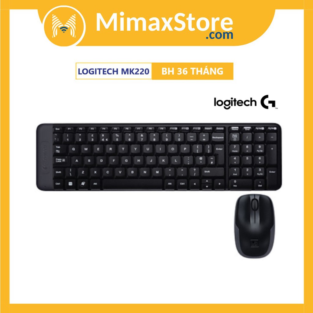 Bộ Bàn Phím Và Chuột Không Dây Logitech MK220 - Bảo hành 36 Tháng - Chính Hãng Công Ty Digiworld