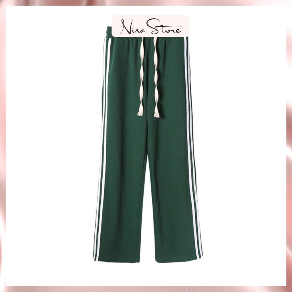 Quần thể thao nữ Stripped Pants ống rộng kẻ sọc line thể thao cao cấp phong cách hàn quốc NinaStore