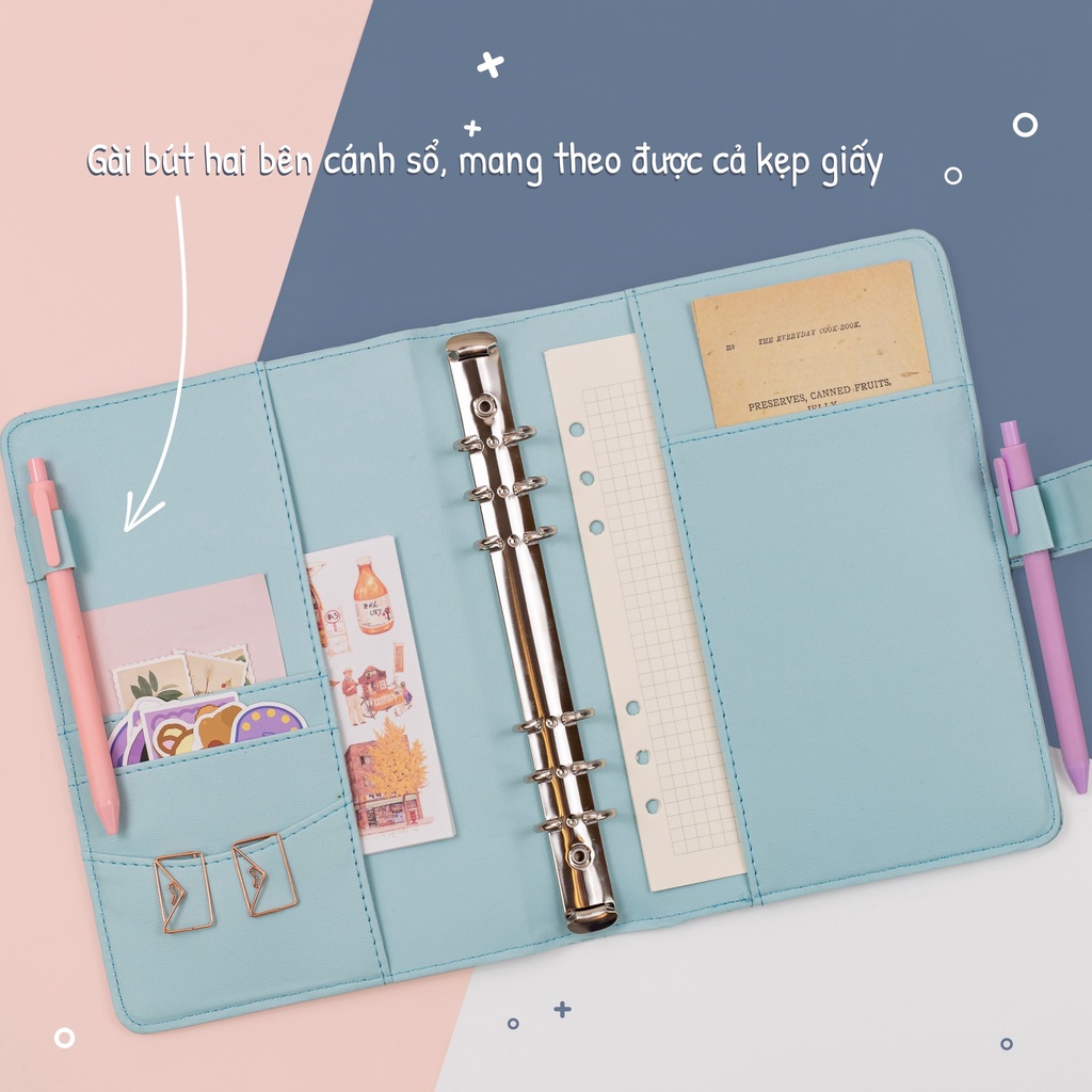 Sổ còng da PU caro A5-100 trang gam màu pastel mát mẻ cho năm học mới năng động; MS:992