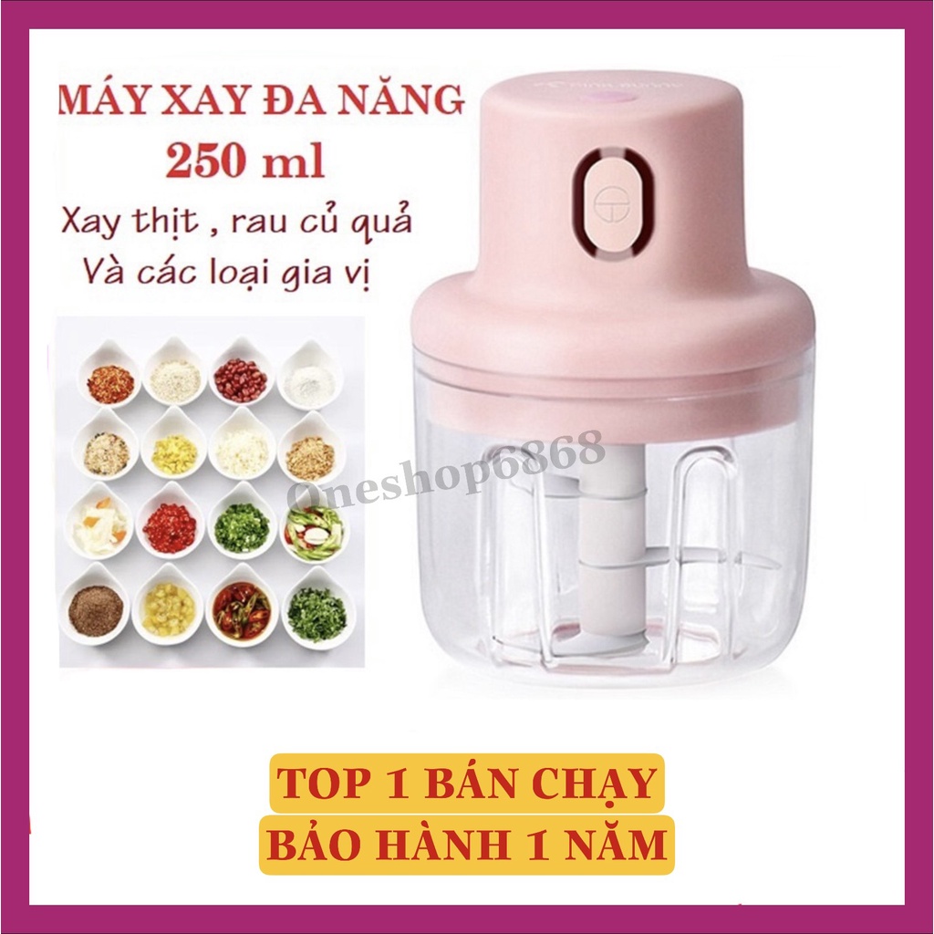 Máy Xay Thịt Mini - Máy Xay Tỏi Ớt Mini Cầm Tay Tự Động Siêu Khỏe - Xay Đồ Ăn Dặm, Rau, Củ, Quả, Thịt Tiện Lợ