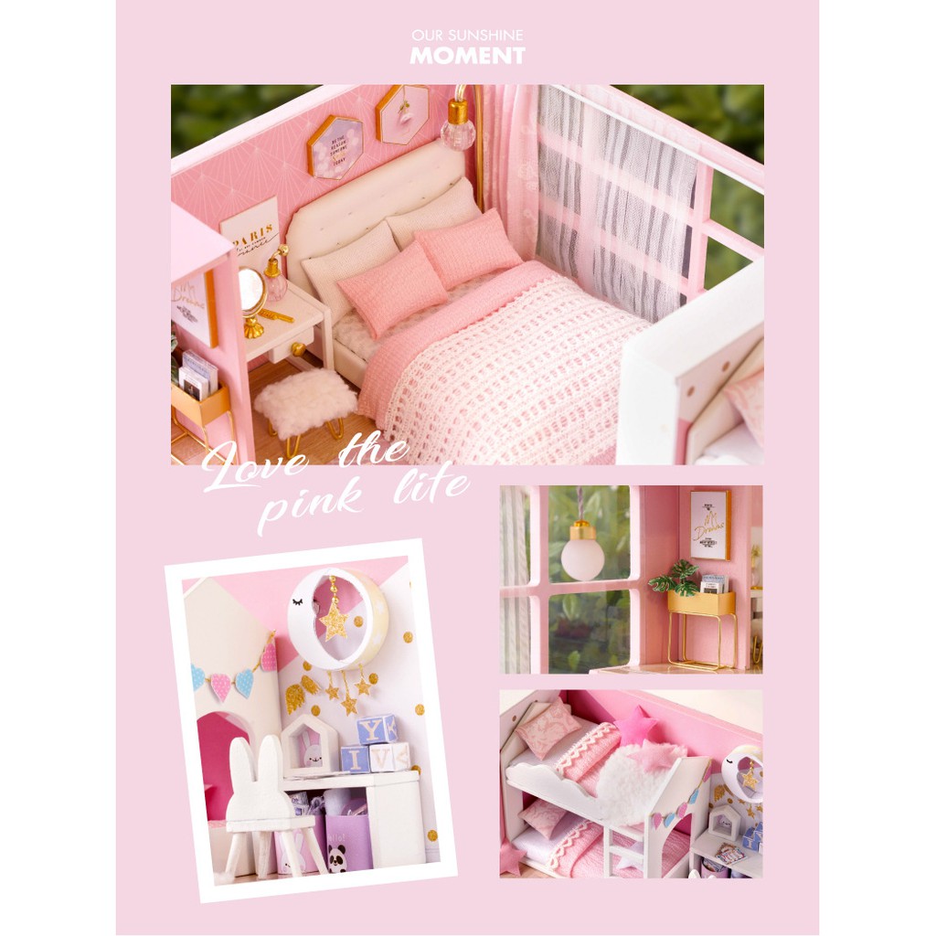 Mô hình nhà búp bê DIY Doll House Miniature_ DREAM ANGEL _Tặng TẤM CHE BỤI + KEO