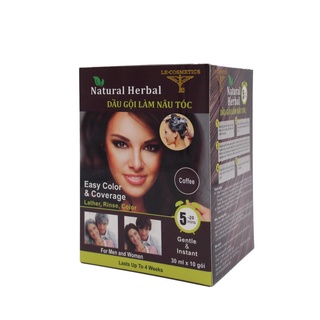 Hộp 10 gói dầu gội nâu tóc - gội là nâu natural herbal, gội nâu nhân sâm. nâu tóc chỉ bằng cách gội. an toàn, hiệu quả