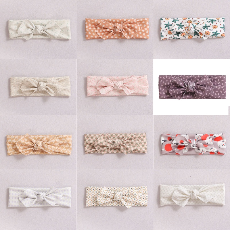 Băng Đô Nơ Co Giãn In Họa Tiết Hoa Dễ Thương Dành Cho Bé